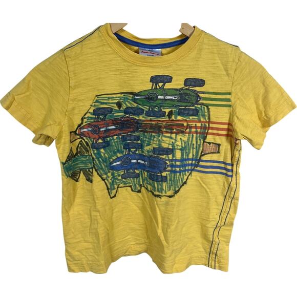 Hanna Andersson Other - Hanna Anderson 120 Race Car Yellow T-shirt Painted